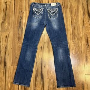 Shyanne "Anne" Sz 15/16 Bootcut Mid-Rise Jeans Bling Pockets Western Rodeo y2k